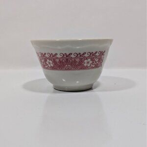 Syracuse Strawberry Hill Custard Cup White Red Floral Mid-Century Collectible